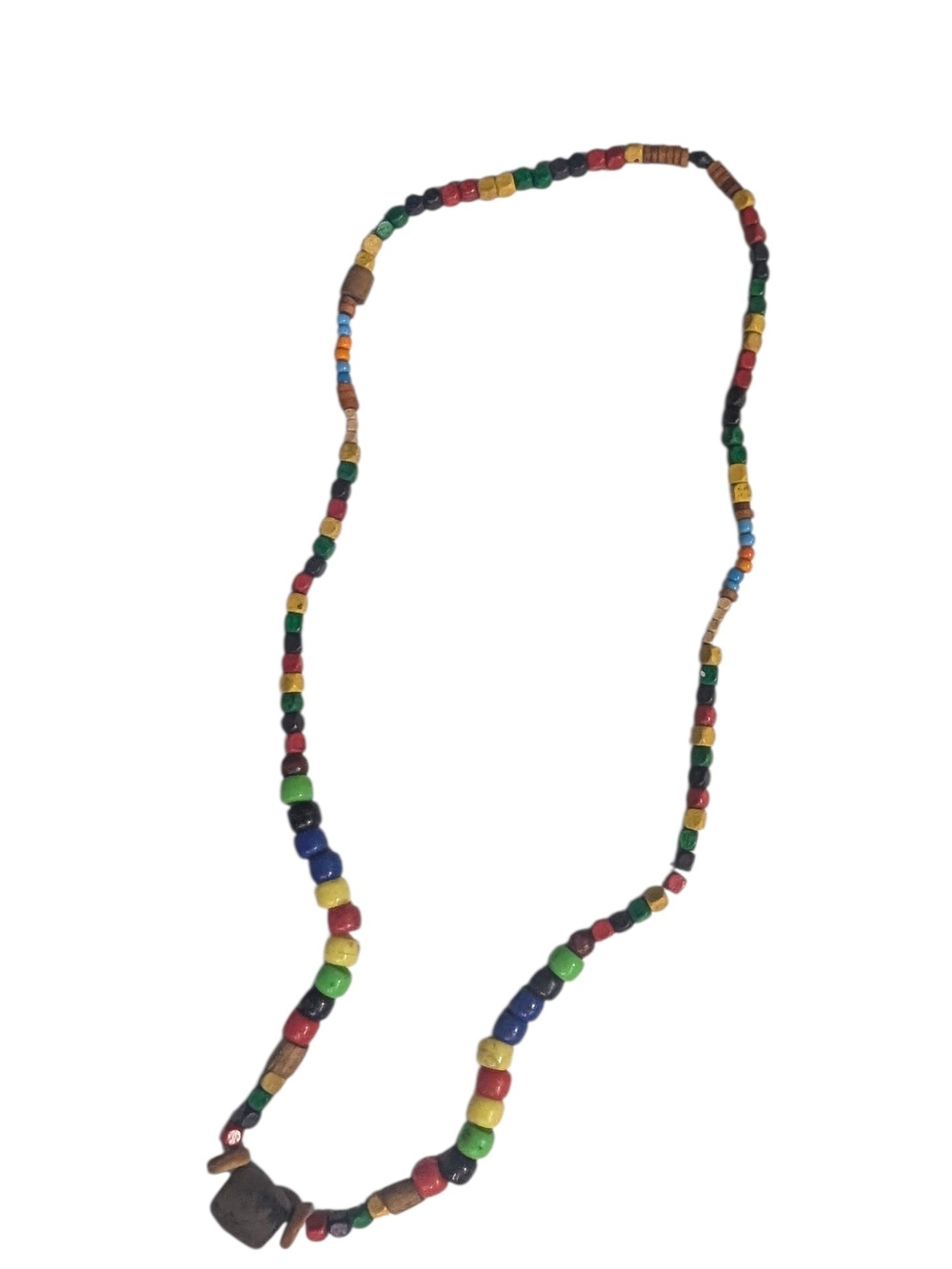 Colorful Beaded Necklace with Wood Accents